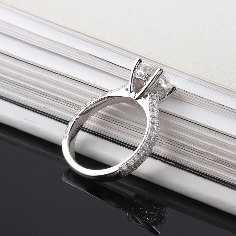10k White Gold Moissanite Womens Promise Ring 1ct, 1.5ct, 2ct 9 / 1.5 Carat7.5MM) 10k White Gold Moissanite Womens Promise Ring 1ct, 1.5ct, 2ct 9 / 1.5 Carat7.5MM)