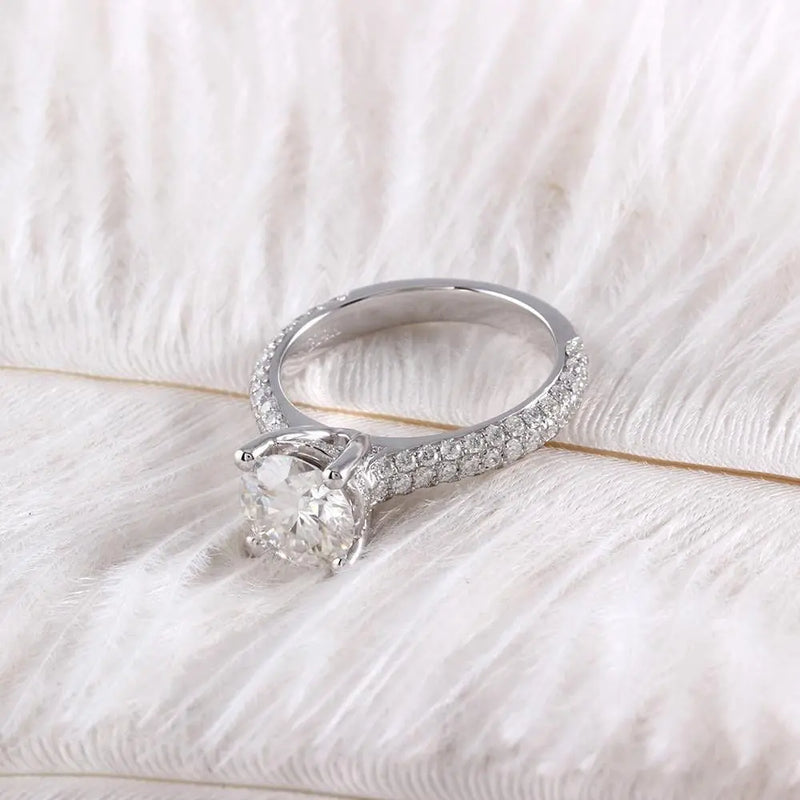 10k White Gold Moissanite Ring 1ct, 1.5ct, 2ct Center Stone Options Moissanite Engagement Rings & Jewelry | Luxus Moissanite