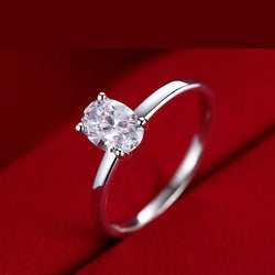 10k White Gold Solitaire Oval Cut Moissanite Ring 0.75ct Moissanite Engagement Rings & Jewelry | Luxus Moissanite