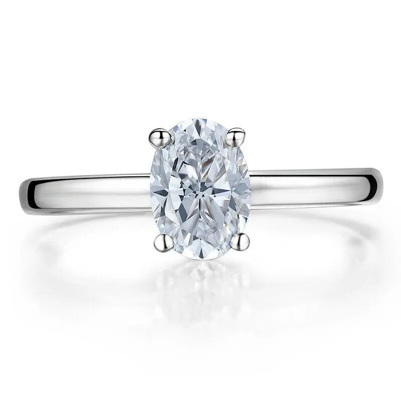 10k White Gold Solitaire Oval Cut Moissanite Ring 0.75ct Moissanite Engagement Rings & Jewelry | Luxus Moissanite