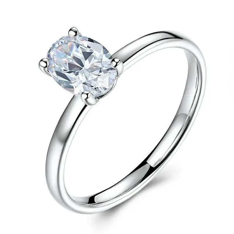 10k White Gold Solitaire Oval Cut Moissanite Ring 0.75ct Moissanite Engagement Rings & Jewelry | Luxus Moissanite