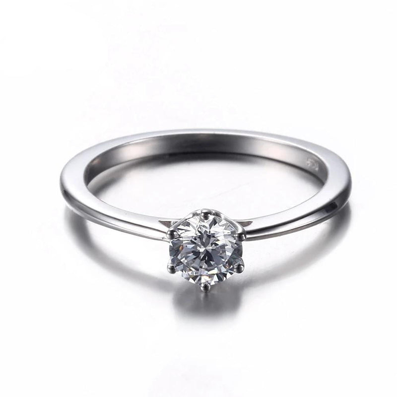 10k White Gold Solitiare Moissanite Engagement Ring .5 Carat Moissanite Engagement Rings & Jewelry | Luxus Moissanite