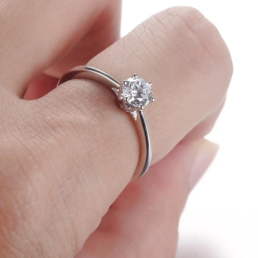 10k White Gold Solitiare Moissanite Engagement Ring .5 Carat Moissanite Engagement Rings & Jewelry | Luxus Moissanite