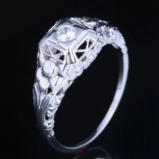 10k White Gold Vintage / Unique Moissanite Ring 0.1ct Moissanite Engagement Rings & Jewelry | Luxus Moissanite | Engagement Rings Female