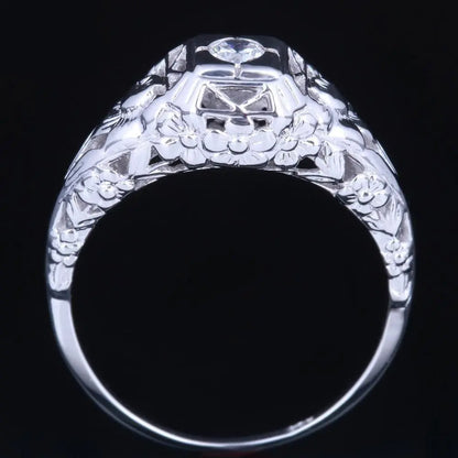10k White Gold Vintage / Unique Moissanite Ring 0.1ct Moissanite Engagement Rings & Jewelry | Luxus Moissanite | Engagement Rings Female