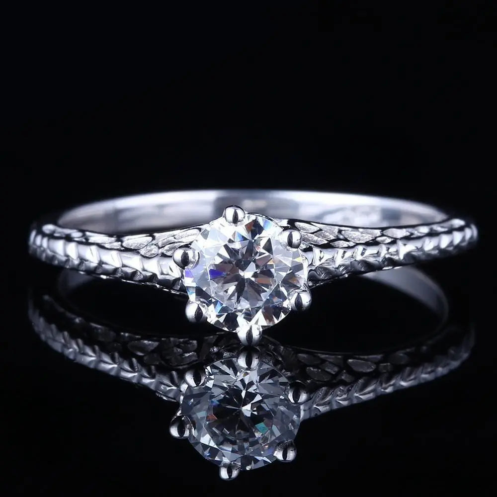 10k White Gold Vintage / Unique Moissanite Ring 0.5ct Moissanite Engagement Rings & Jewelry | Luxus Moissanite | Woman Rings