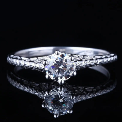10k White Gold Vintage / Unique Moissanite Ring 0.5ct Moissanite Engagement Rings & Jewelry | Luxus Moissanite | Woman Rings