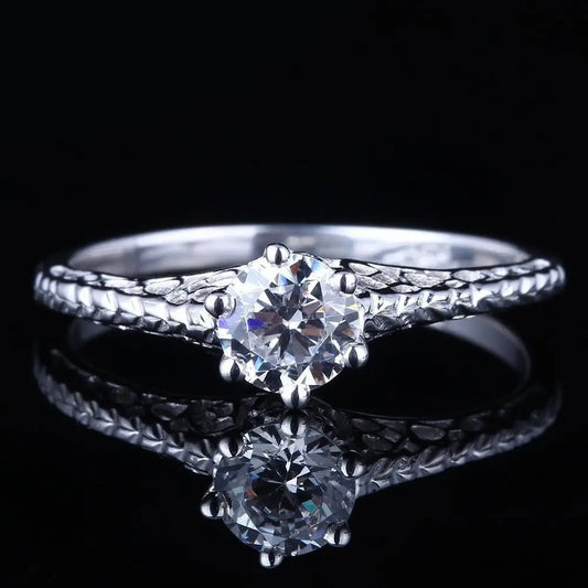 10k White Gold Vintage / Unique Moissanite Ring 0.5ct Moissanite Engagement Rings & Jewelry | Luxus Moissanite | Woman Rings