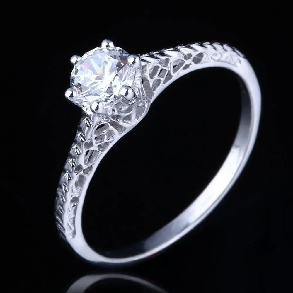 10k White Gold Vintage / Unique Moissanite Ring 0.5ct Moissanite Engagement Rings & Jewelry | Luxus Moissanite | Woman Rings