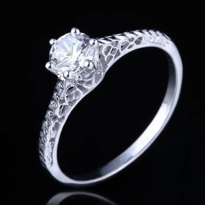 10k White Gold Vintage / Unique Moissanite Ring 0.5ct Moissanite Engagement Rings & Jewelry | Luxus Moissanite | Woman Rings