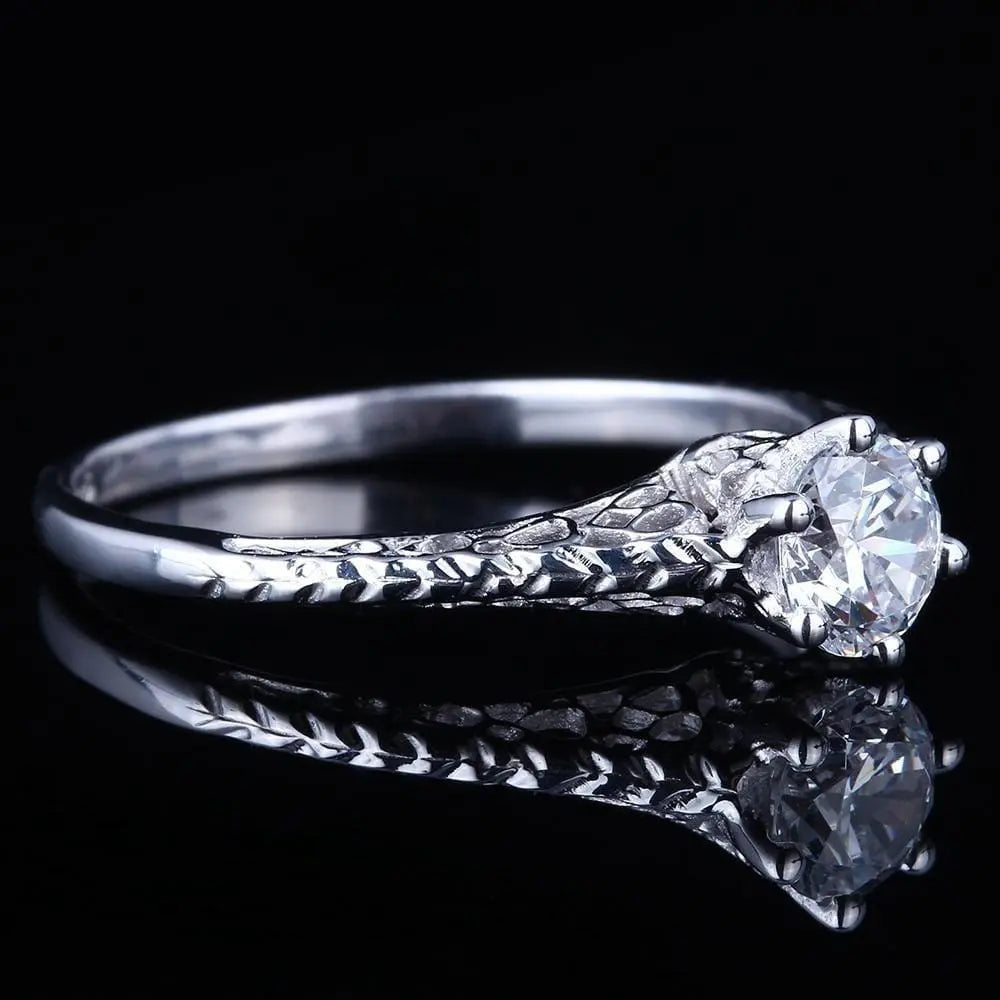 10k White Gold Vintage / Unique Moissanite Ring 0.5ct Moissanite Engagement Rings & Jewelry | Luxus Moissanite | Woman Rings