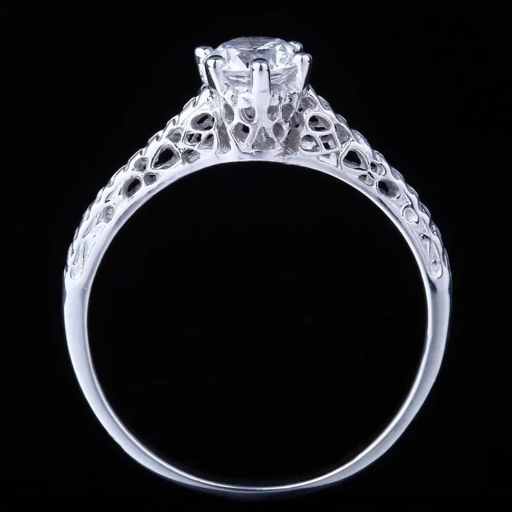 10k White Gold Vintage / Unique Moissanite Ring 0.5ct Moissanite Engagement Rings & Jewelry | Luxus Moissanite | Woman Rings