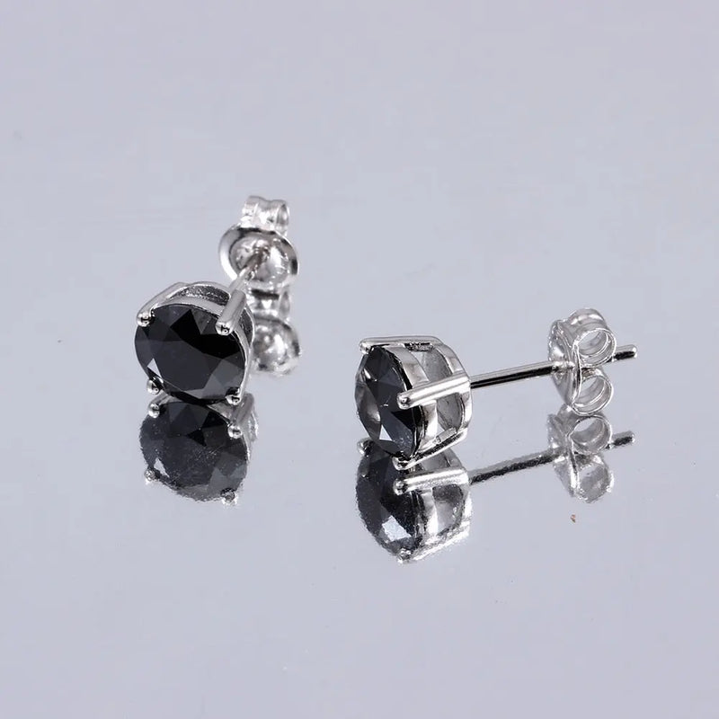 10k White Gold & Platinum Plated Silver Black Moissanite Stud Earrings 2ctw Moissanite Engagement Rings & Jewelry | Luxus Moissanite