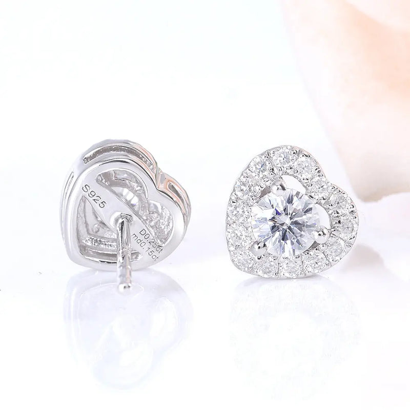 10k White Gold & Platinum Plated Silver Heart Moissanite Earrings 0.78ctw Moissanite Engagement Rings & Jewelry | Luxus Moissanite