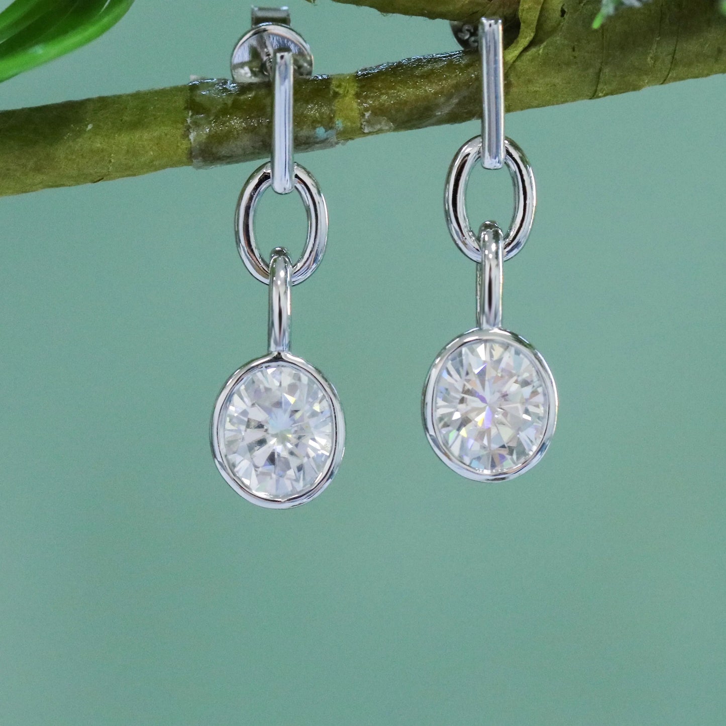 10k White Gold & Platinum Plated Silver Moissanite Earrings 2ctw Moissanite Engagement Rings & Jewelry | Luxus Moissanite