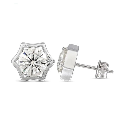 10k White Gold & Platinum Plated Silver Stud Moissanite Earrings 2ctw Moissanite Engagement Rings & Jewelry | Luxus Moissanite | Affordable Earrings