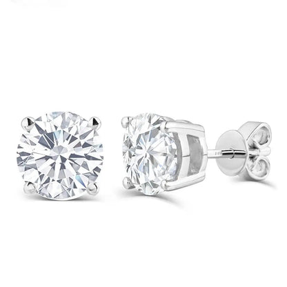 10k White Gold & Platinum Plated Silver Stud Moissanite Earrings 2ctw Moissanite Engagement Rings & Jewelry | Luxus Moissanite | 10k White Gold Earrings