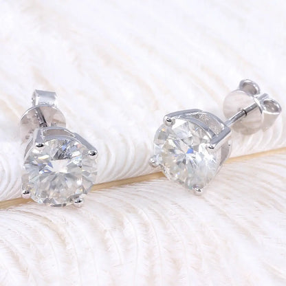 10k White Gold & Platinum Plated Silver Stud Moissanite Earrings 2ctw Moissanite Engagement Rings & Jewelry | Luxus Moissanite | 10k White Gold Earrings