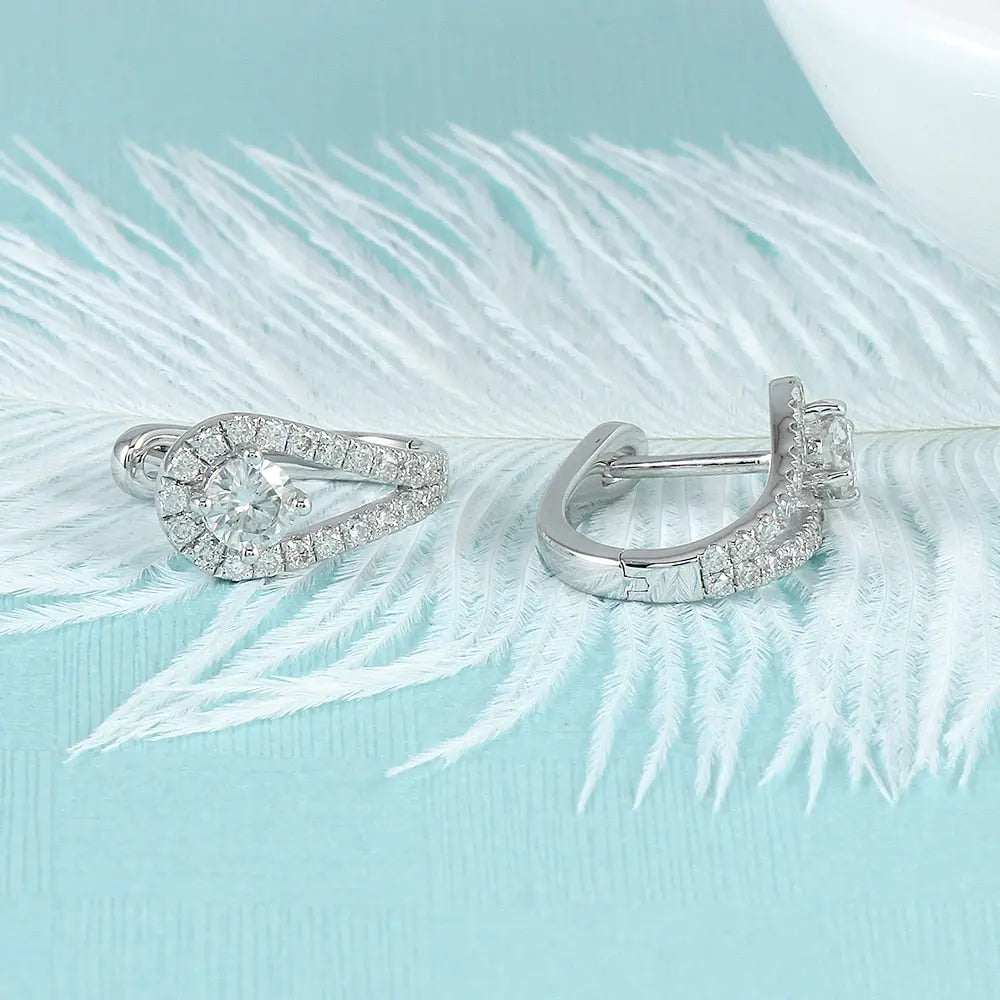 10k White Gold & Platinum Plated Silver U Shaped Moissanite Earrings 0.82ctw Moissanite Engagement Rings & Jewelry | Luxus Moissanite