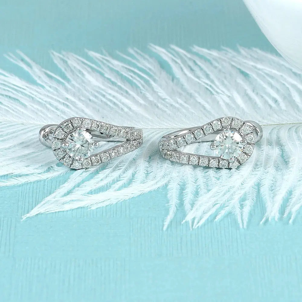 10k White Gold & Platinum Plated Silver U Shaped Moissanite Earrings 0.82ctw Moissanite Engagement Rings & Jewelry | Luxus Moissanite