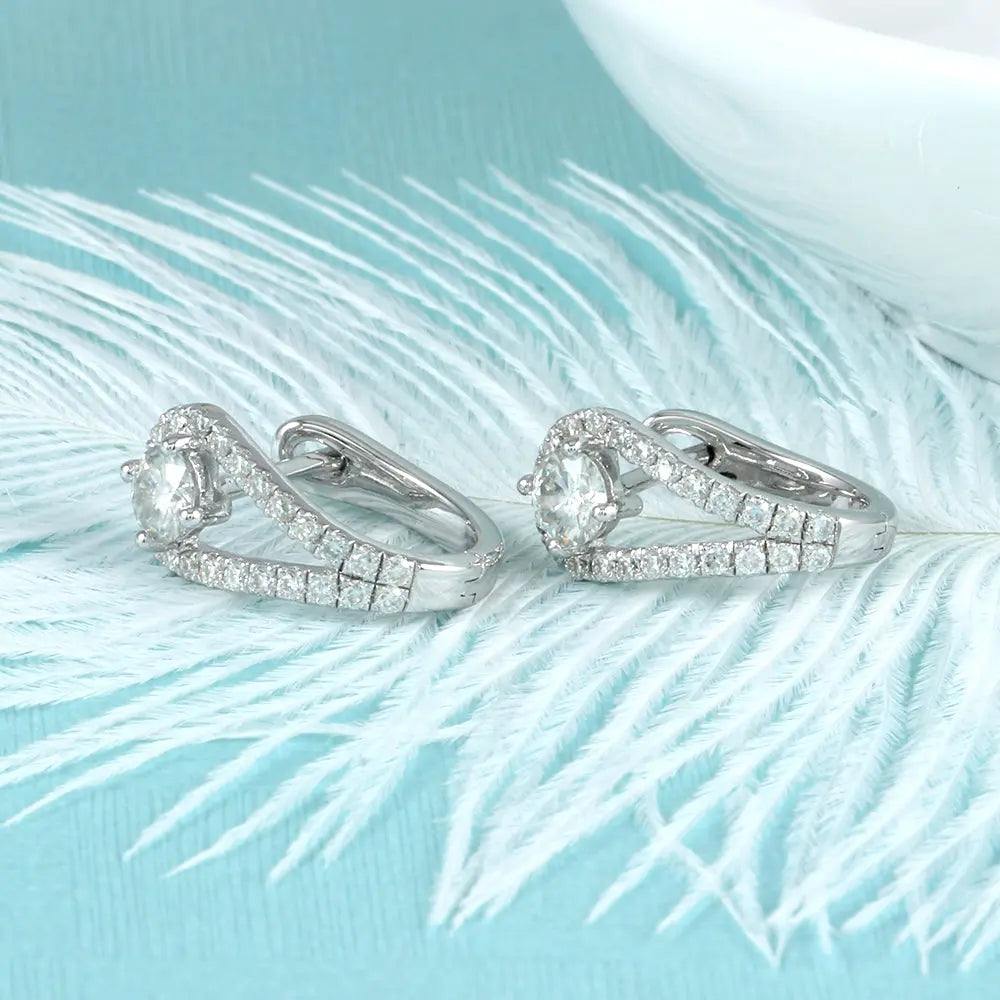 10k White Gold & Platinum Plated Silver U Shaped Moissanite Earrings 0.82ctw Moissanite Engagement Rings & Jewelry | Luxus Moissanite