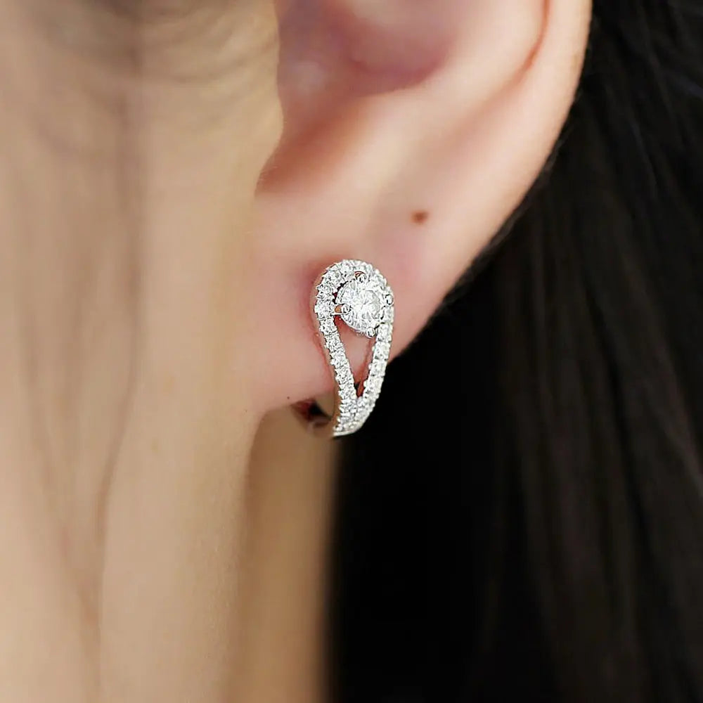 10k White Gold & Platinum Plated Silver U Shaped Moissanite Earrings 0.82ctw Moissanite Engagement Rings & Jewelry | Luxus Moissanite