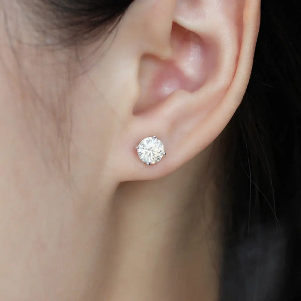 10k White Gold & Silver Moissanite Halo Stud Earrings 2.24ctw – Luxus ...