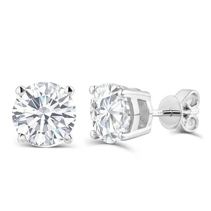 10k White Gold & Silver Stud Moissanite Earrings 1ctw - 2.6ctw Options Moissanite Engagement Rings & Jewelry | Luxus Moissanite