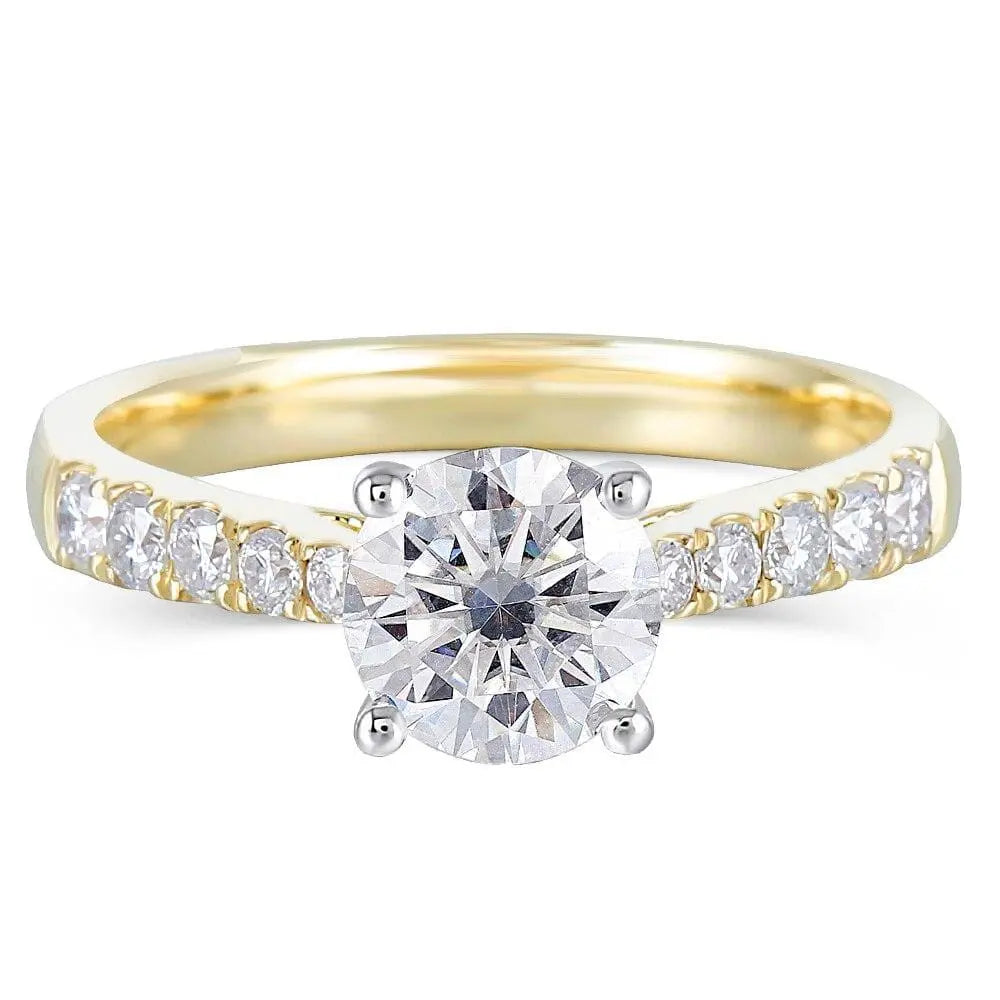 10k White & Yellow Gold Moissanite Ring 1ct Center Stone Moissanite Engagement Rings & Jewelry | Luxus Moissanite