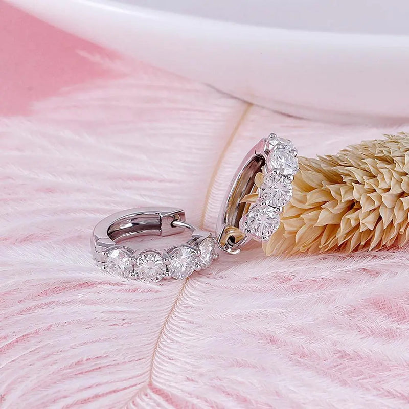10k White, Yellow, Rose Gold Hoop Moissanite Earrings 2ctw Moissanite Engagement Rings & Jewelry | Luxus Moissanite