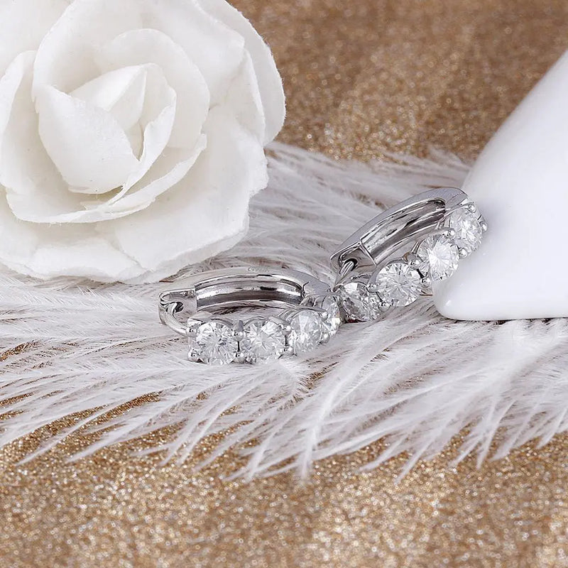 10k White, Yellow, Rose Gold Hoop Moissanite Earrings 2ctw Moissanite Engagement Rings & Jewelry | Luxus Moissanite