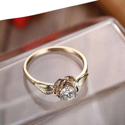 10k Yellow Gold Flower Solitaire Moissanite Ring 0.5ct Moissanite Engagement Rings & Jewelry | Luxus Moissanite Best Wedding Rings and Engagement Rings Collection!