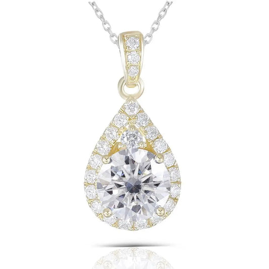 10k Yellow Gold Moissanite Necklace / Pendant 1.25ct Total Moissanite Engagement Rings & Jewelry | Yellow Gold Necklace 
 | Luxus Moissanite