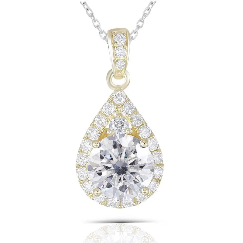 10k Yellow Gold Moissanite Necklace / Pendant 1.25ct Total Moissanite Engagement Rings & Jewelry | Luxus Moissanite