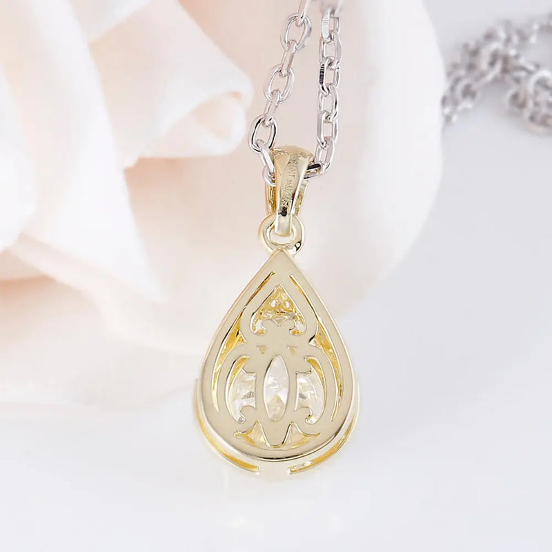 10k Yellow Gold Moissanite Necklace / Pendant 1.25ct Total Moissanite Engagement Rings & Jewelry | Luxus Moissanite