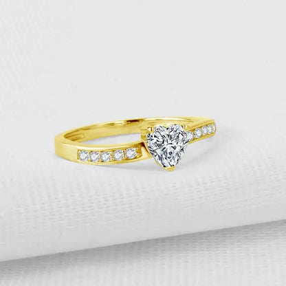 10k Yellow Gold Solitaire Heart Moissanite Ring 0.5 ct Moissanite Engagement Rings & Jewelry | Luxus Moissanite