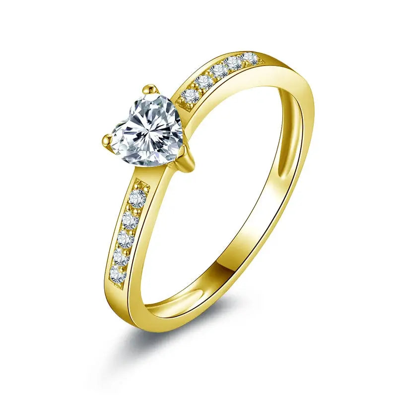 10k Yellow Gold Solitaire Heart Moissanite Ring 0.5 ct Moissanite Engagement Rings & Jewelry | Luxus Moissanite