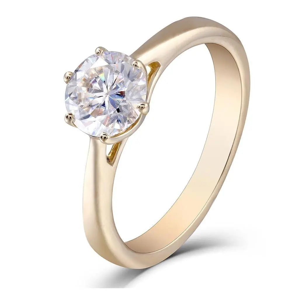10k Yellow Gold Solitaire Moissanite Ring 1ct Moissanite Engagement Rings & Jewelry | Luxus Moissanite | Rings for Wedding Cheap | Affordable Wedding Rings for Women