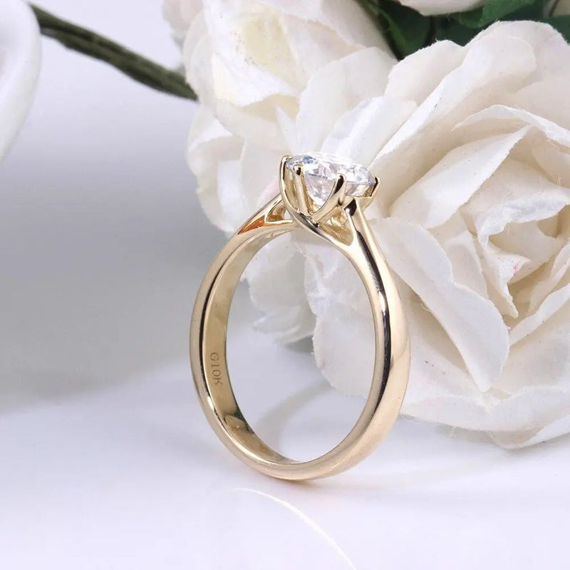 10k Yellow Gold Solitaire Moissanite Ring 1ct Moissanite Engagement Rings & Jewelry | Luxus Moissanite