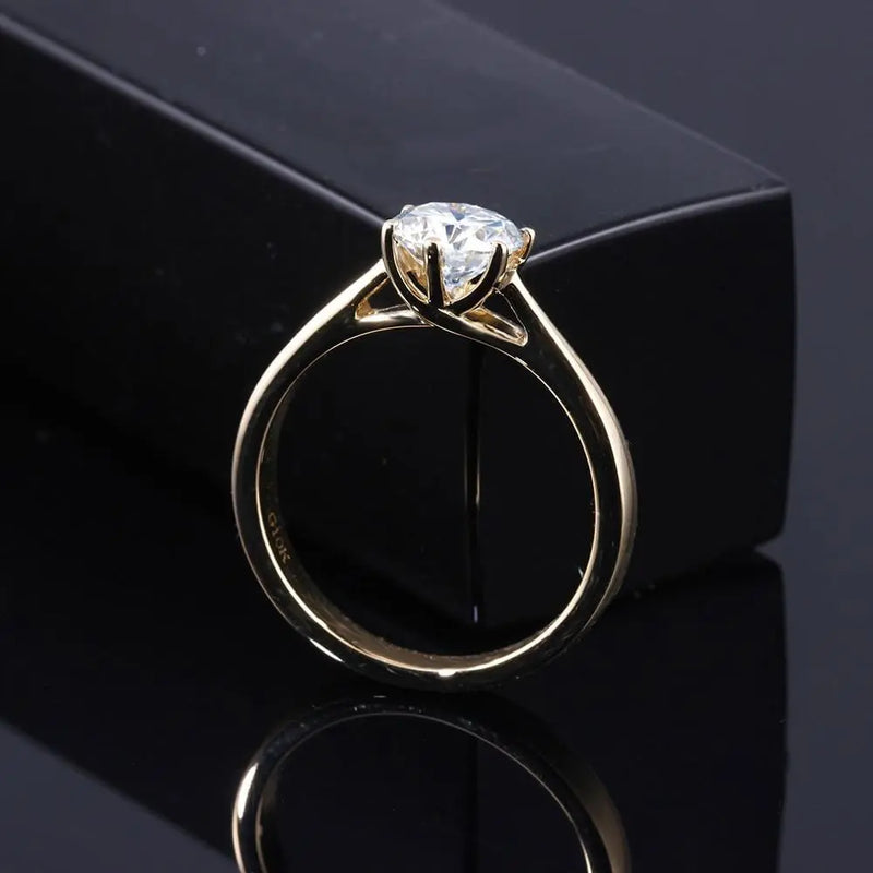 10k Yellow Gold Solitaire Moissanite Ring 1ct Moissanite Engagement Rings & Jewelry | Luxus Moissanite