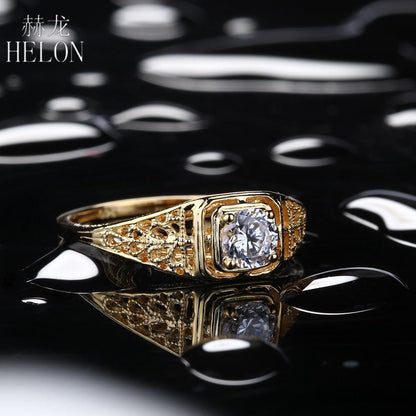 10k Yellow Gold Vintage / Unique Moissanite Ring 0.4ct Moissanite Engagement Rings & Jewelry | Luxus Moissanite | Unique Engagement Rings Vintage