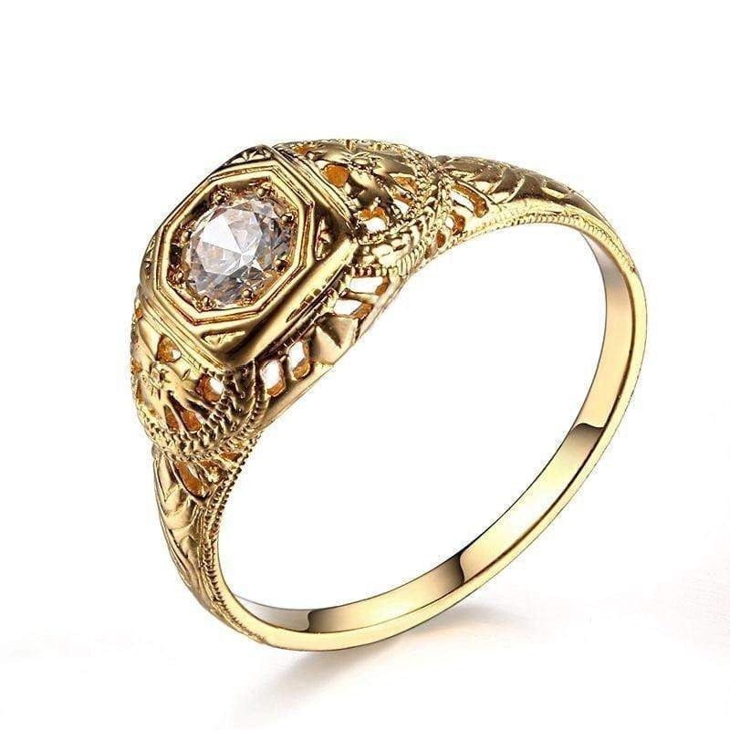 10k Yellow Gold Vintage Moissanite Ring 0.3ct Moissanite Engagement Rings & Jewelry | Luxus Moissanite