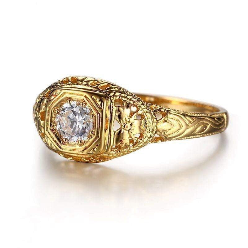 10k Yellow Gold Vintage Moissanite Ring 0.3ct Moissanite Engagement Rings & Jewelry | Luxus Moissanite