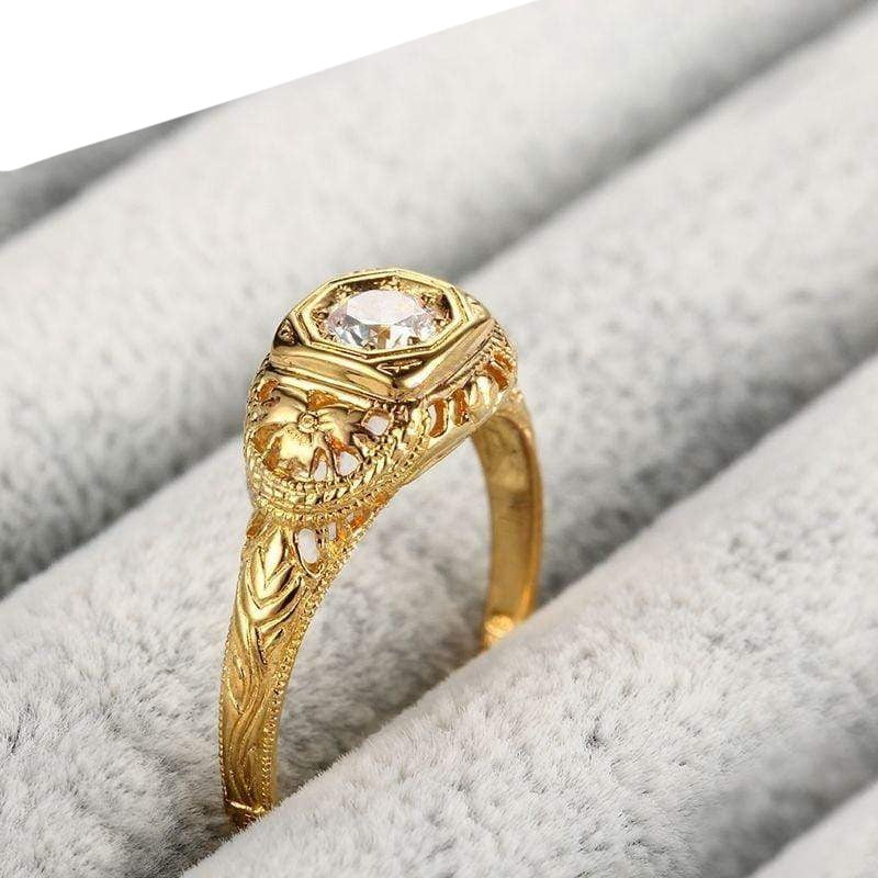 10k Yellow Gold Vintage Moissanite Ring 0.3ct Moissanite Engagement Rings & Jewelry | Luxus Moissanite
