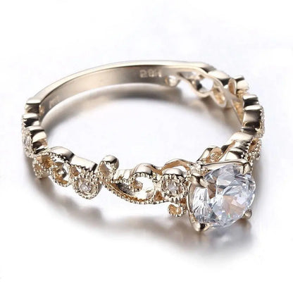 10k Yellow Gold Vintage Moissanite Ring 0.65ct Center Stone Moissanite Engagement Rings & Jewelry | Luxus Moissanite | Moissanite Ring Engagement for Woman