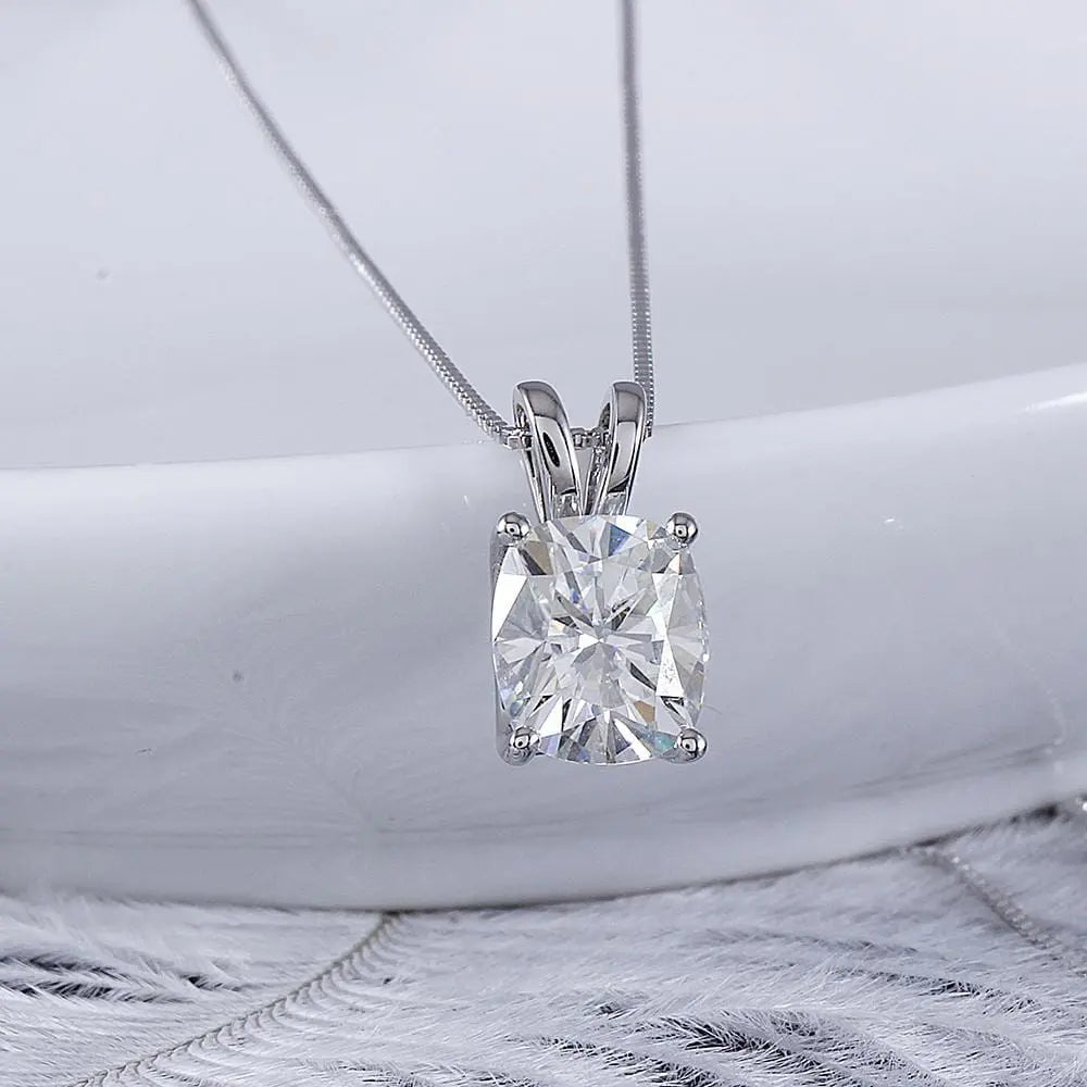 10k or 14k White Gold Moissanite Necklace 2ct Moissanite Engagement Rings & Jewelry | Luxus Moissanite