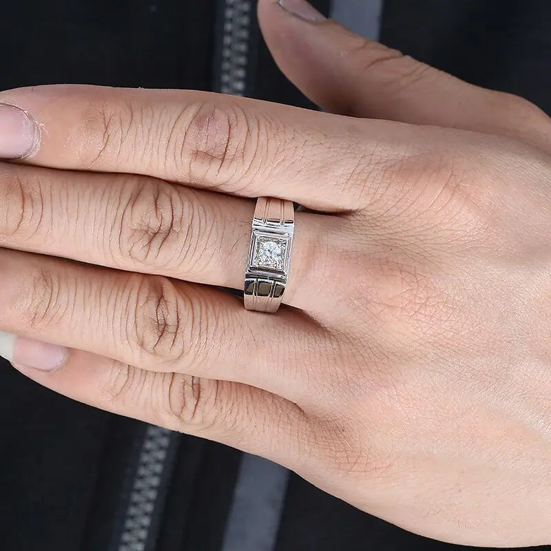 10k, 14k, or 18k White Gold Men's Moissanite Engagement Ring 0.3ct Moissanite Engagement Rings & Jewelry | Luxus Moissanite