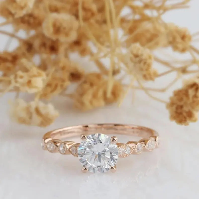 14K ROSE GOLD ENGAGEMENT RING 1CT Moissanite Engagement Rings & Jewelry | Luxus Moissanite