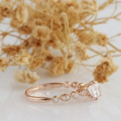 14K ROSE GOLD ENGAGEMENT RING 1CT Moissanite Engagement Rings & Jewelry | Luxus Moissanite