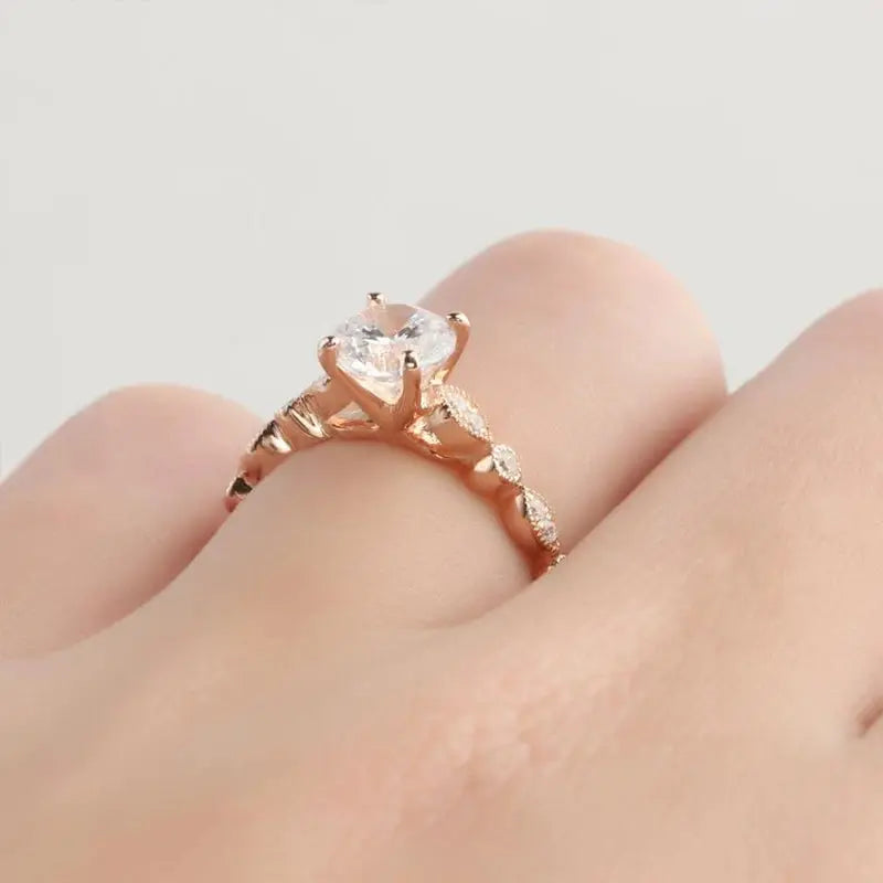 14K ROSE GOLD ENGAGEMENT RING 1CT Moissanite Engagement Rings & Jewelry | Luxus Moissanite